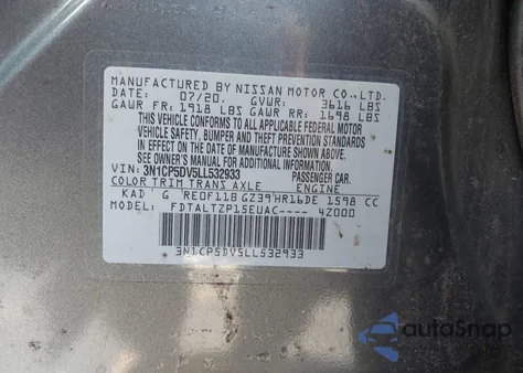 2020 Nissan Kicks Sr Xtronic Cvt from USA, damaged, VIN 3N1CP5DV5LL532933